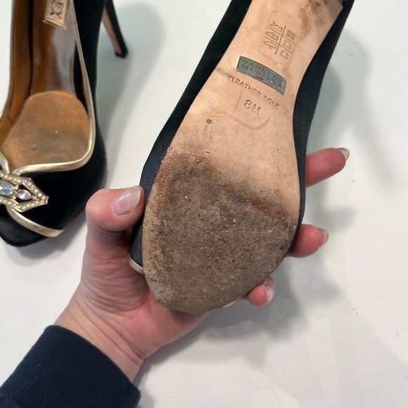 Badgley Mischka: beautiful black & gold shoes (leather & satin) - Picture 6 of 6